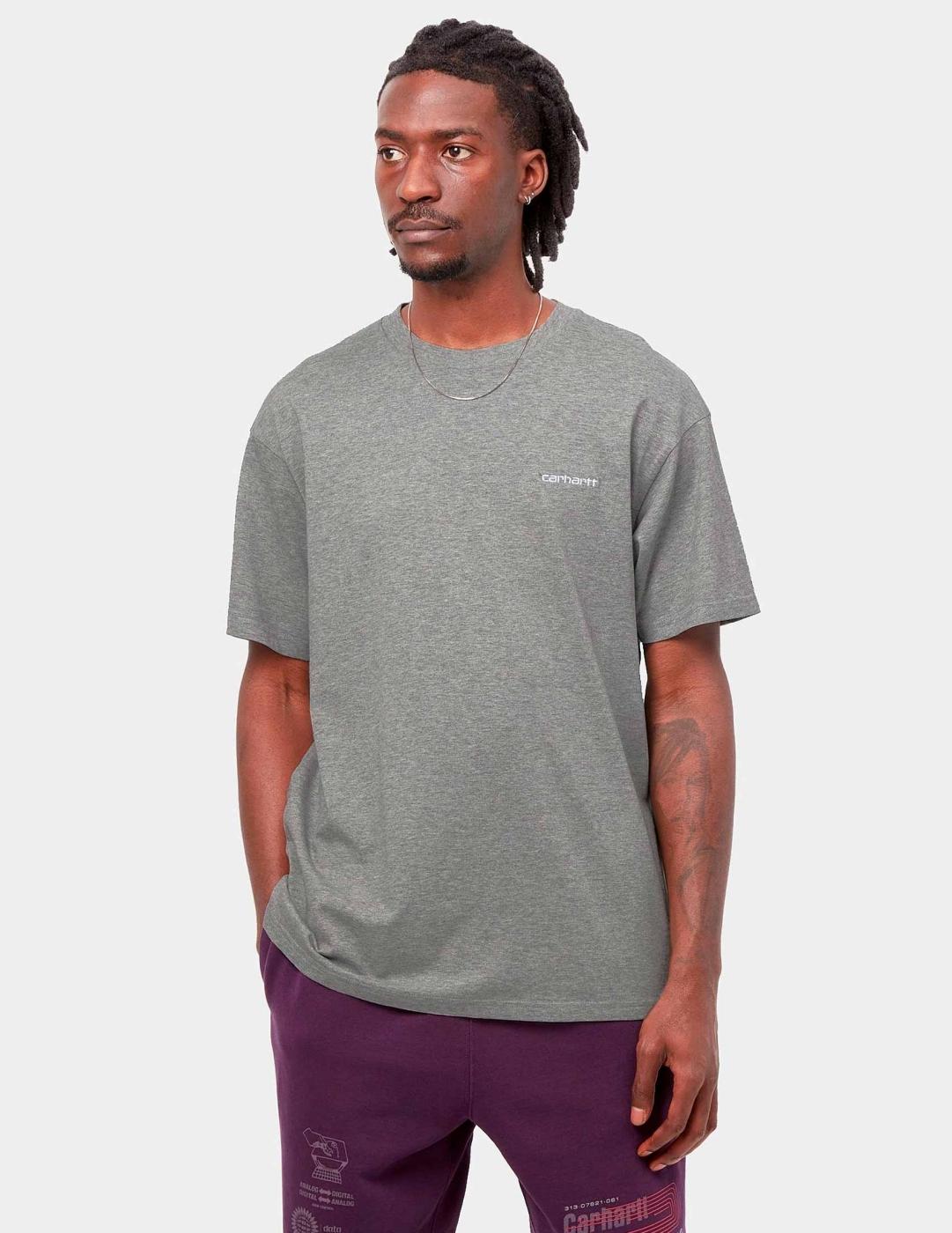 Camiseta CARHARTT WIP SCRIPT EMBROIDERY - Grey Heather White