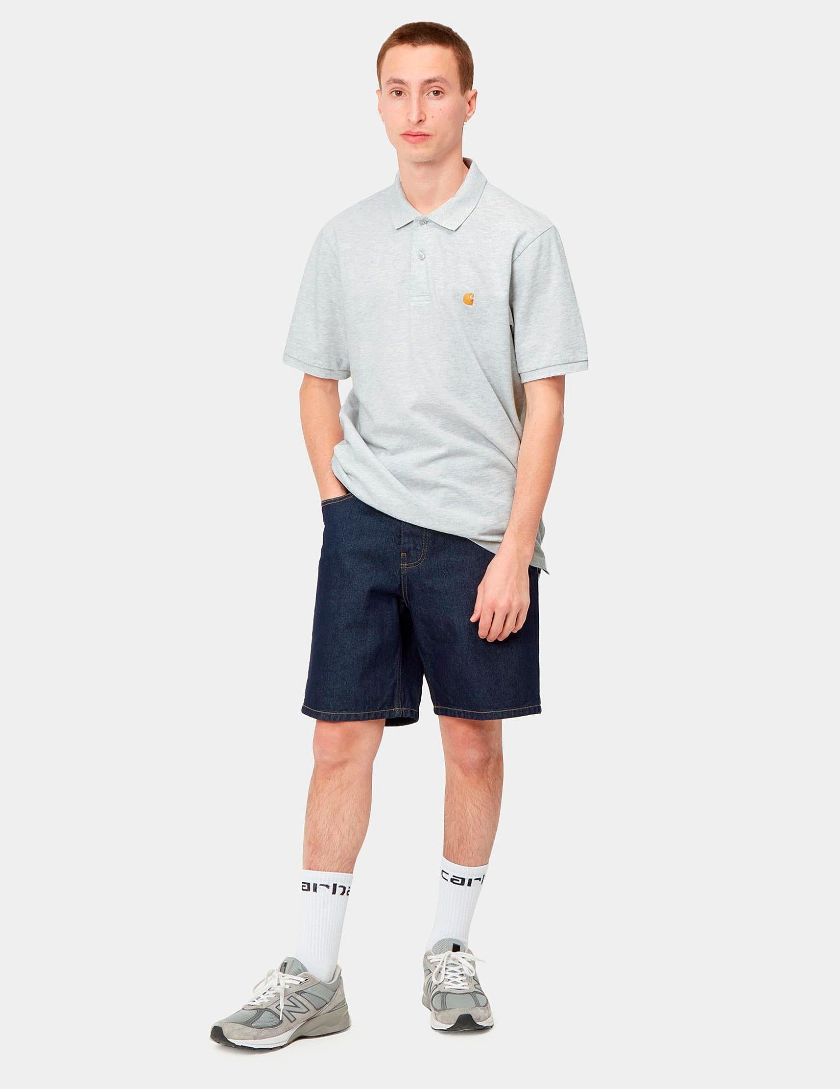 Polo CARHARTT WIP CHASE PIQUE - Ash Heather / Gold