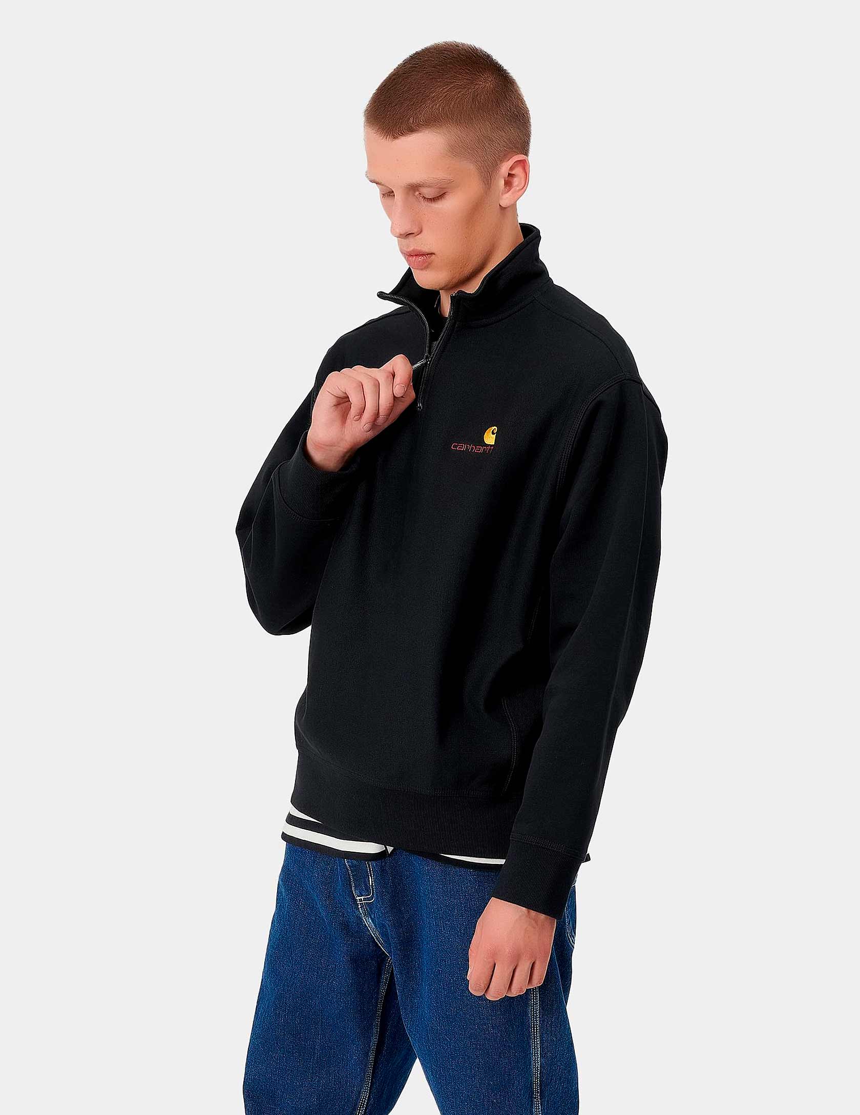 Sudadera HALF ZIP AMERICAN SCRIPT - Black