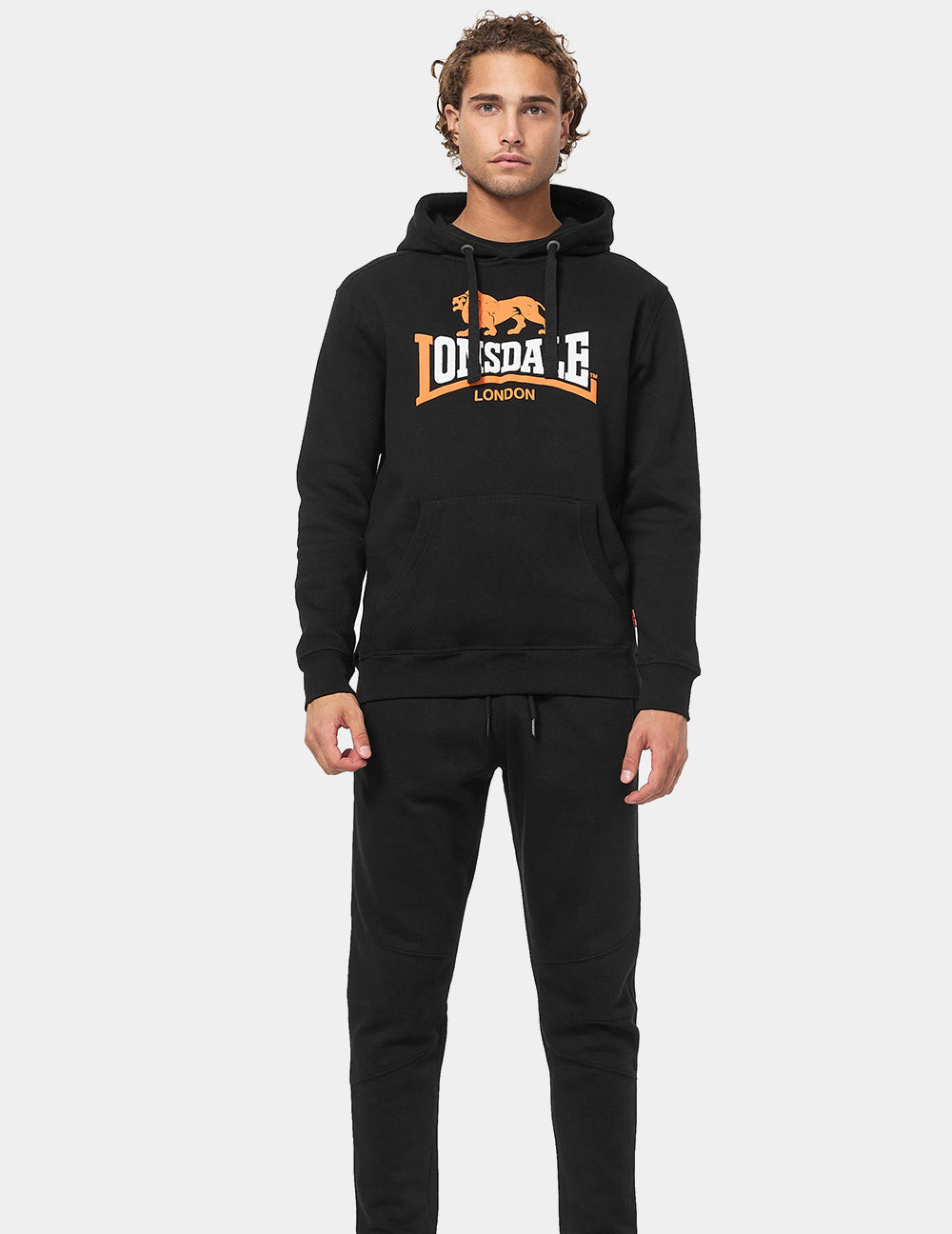 Sudadera Capucha LONSDALE THURNING - Black/Orange/White