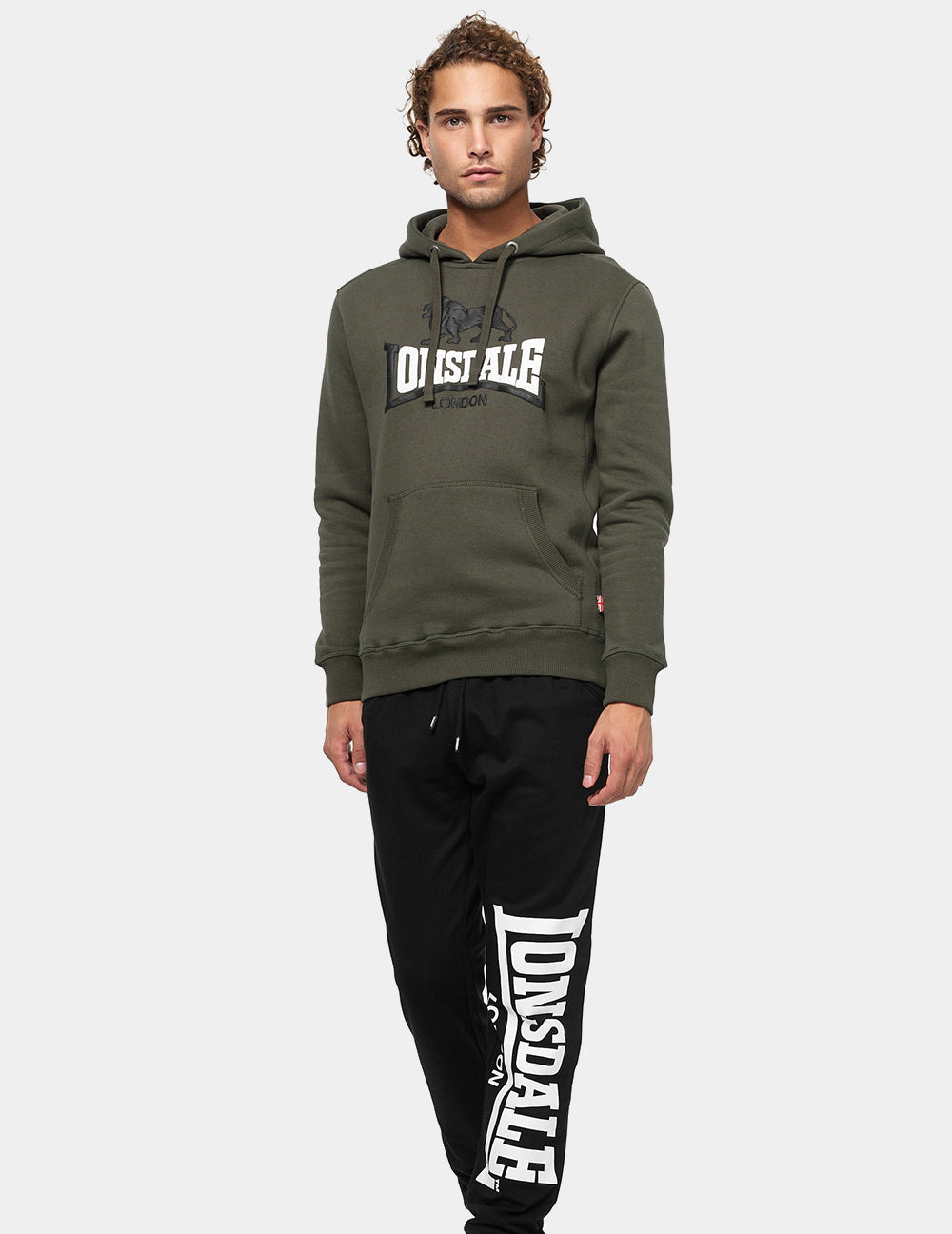 Sudadera Capucha LONSDALE THURNING - Olive/Black/White