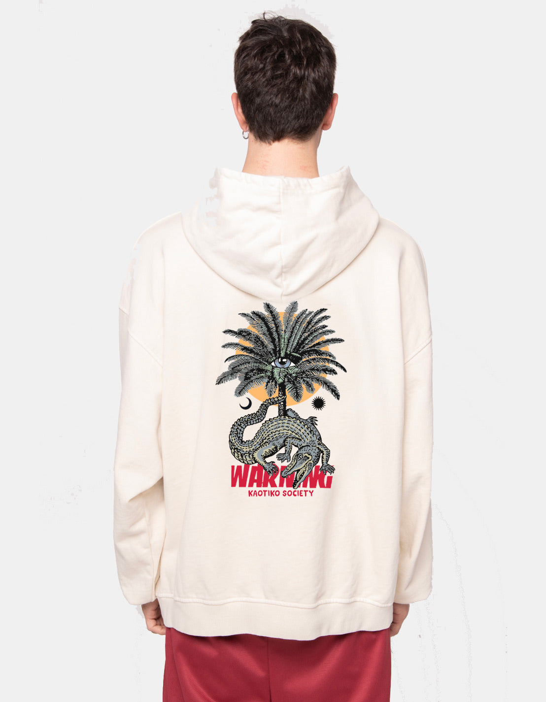 Sudadera Capucha KAOTIKO WASHED WARNING - Bone