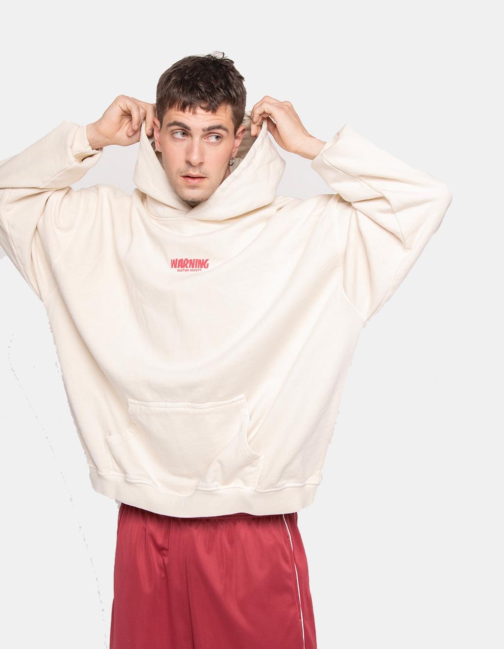 Sudadera Capucha KAOTIKO WASHED WARNING - Bone
