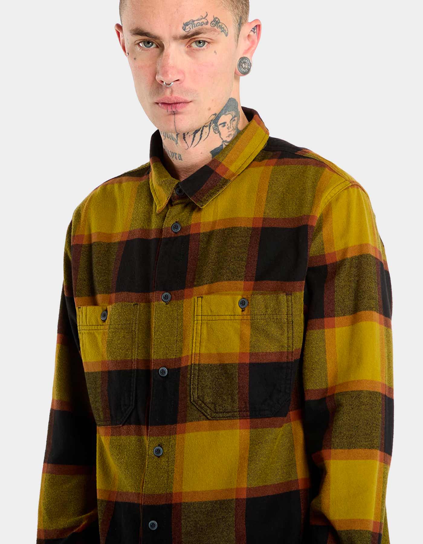 Camisa Vans LARKSPUR PLAID FLANNEL - Burnt Gold/Black