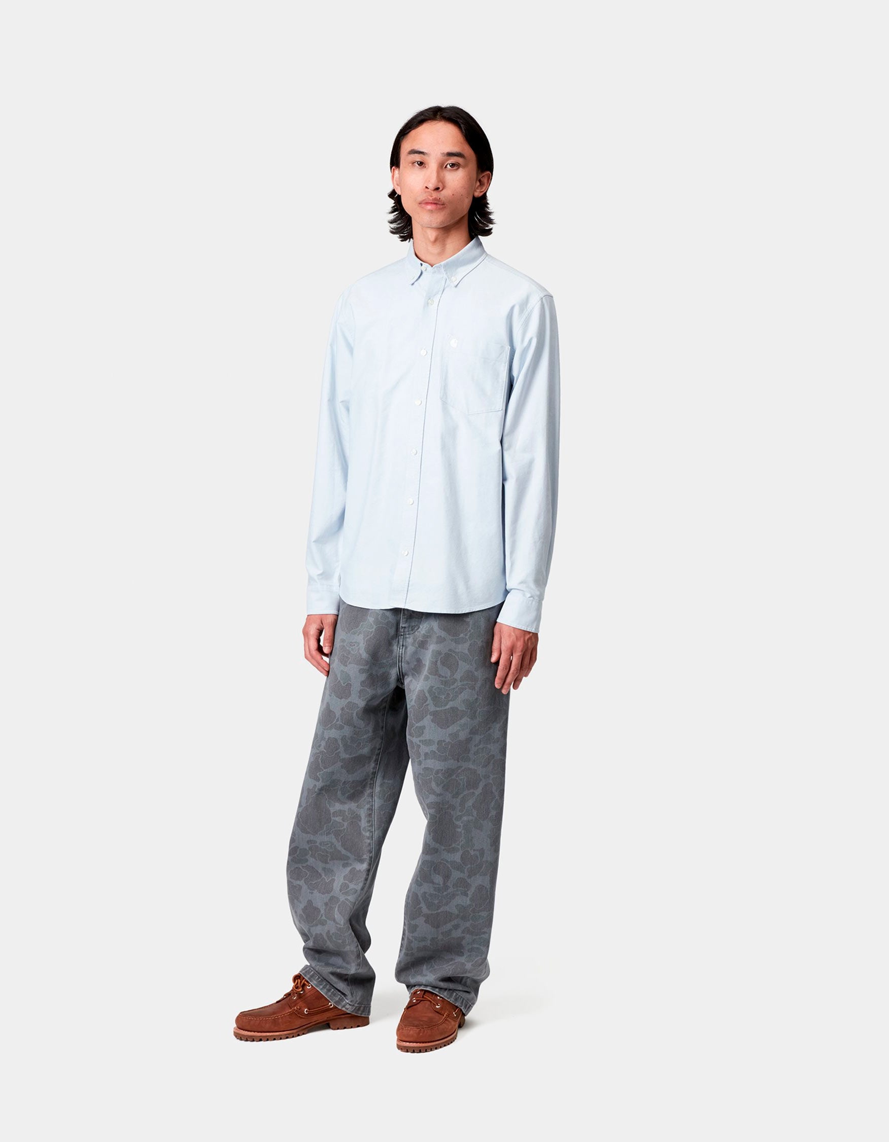 Camisa CARHARTT WIP C-LOGO - Blue Fog / White