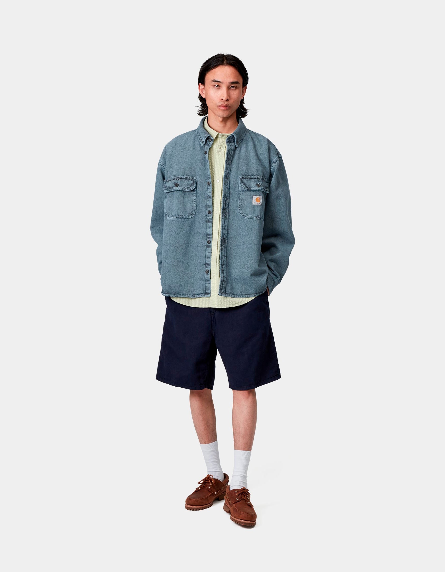Camisa CARHARTT WIP TIGAN - Black / Blue Fog