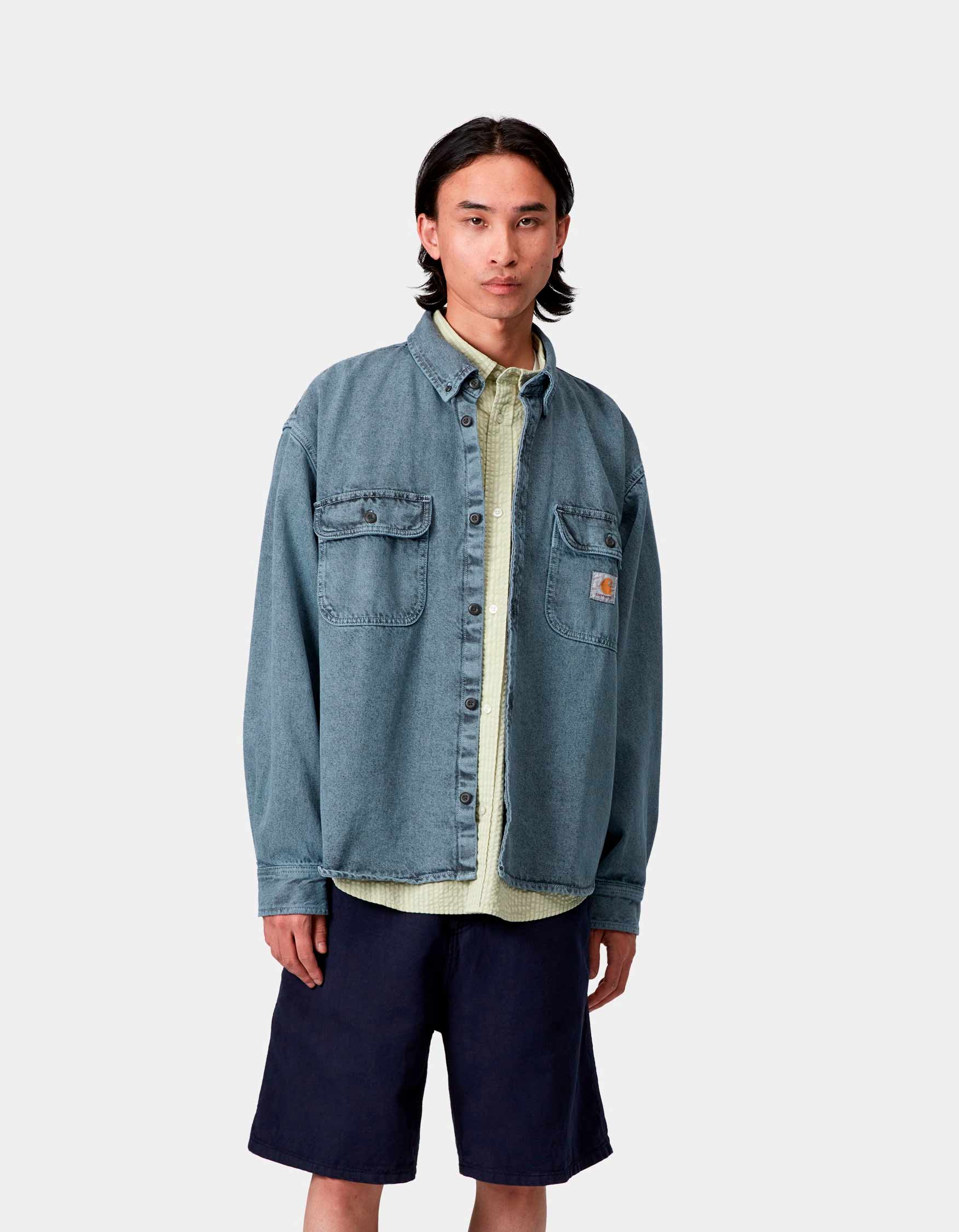 Camisa CARHARTT WIP TIGAN - Black / Blue Fog