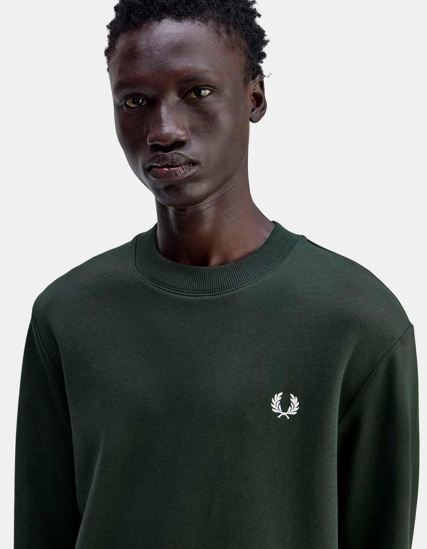 Sudadera Crew FRED PERRY M7535 - Night Green/Snow White/Snow