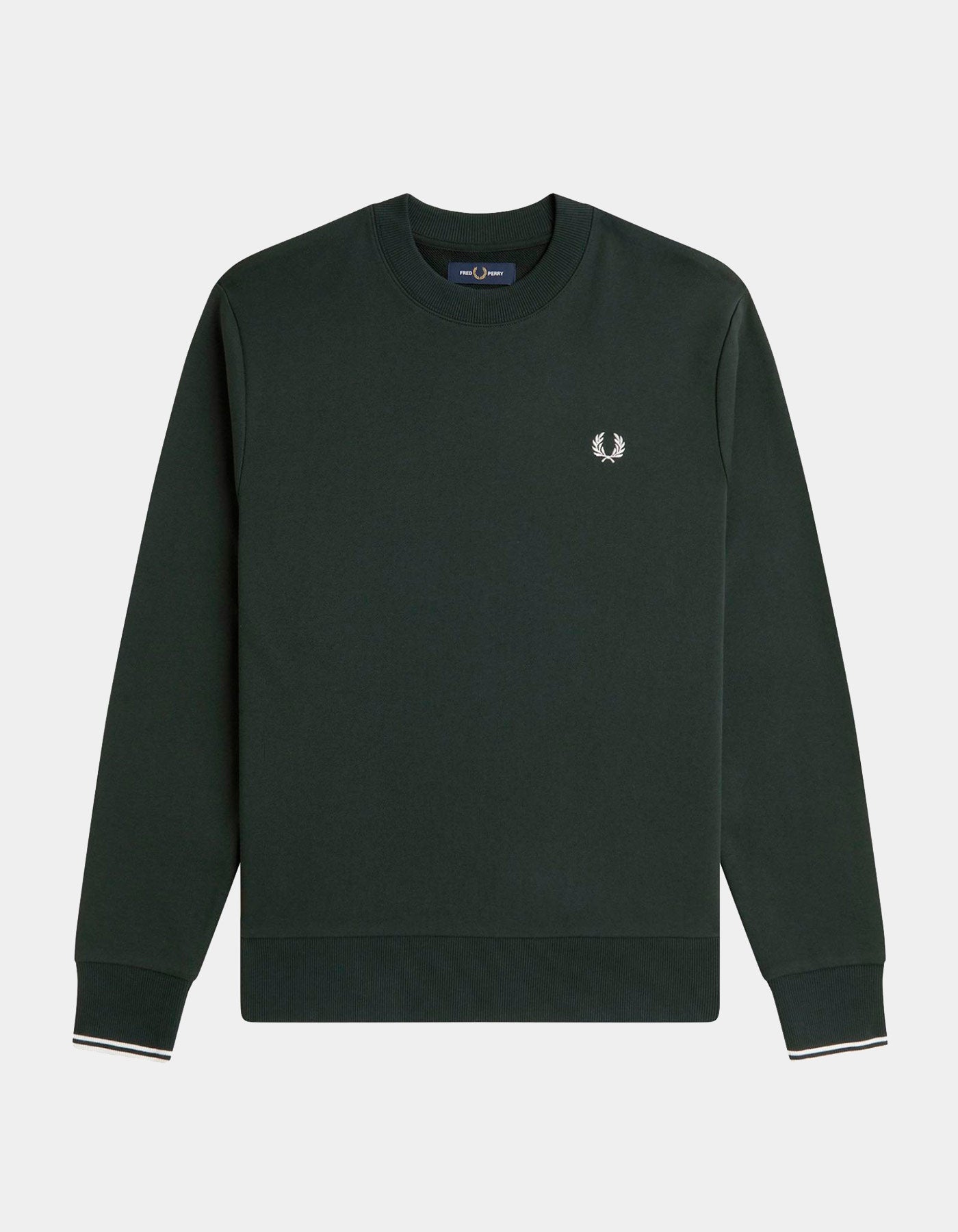 Sudadera Crew FRED PERRY M7535 - Night Green/Snow White/Snow