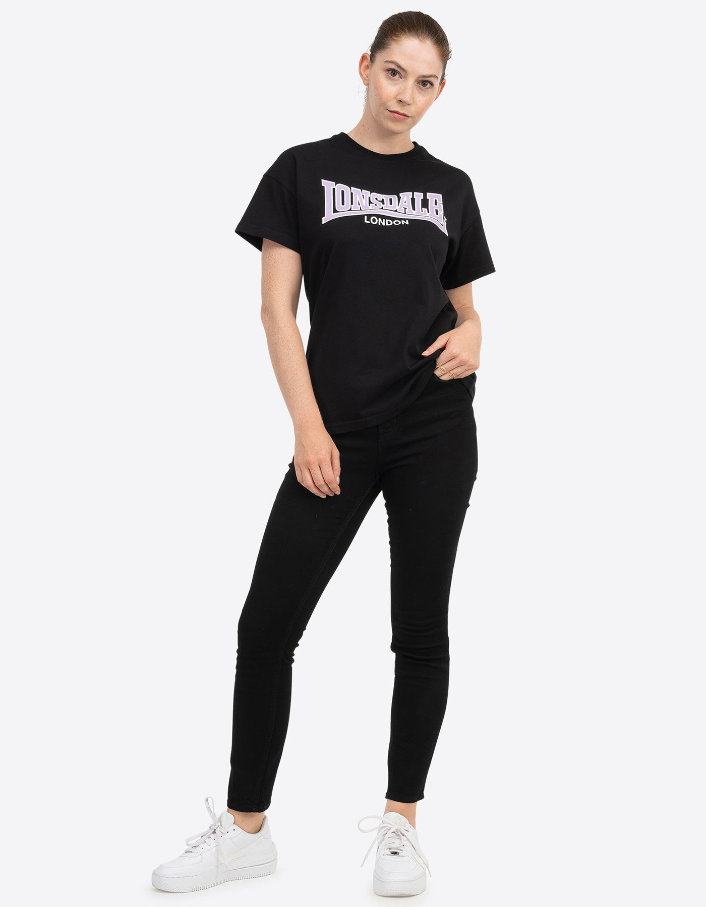 Camiseta W' LONSDALE OUSDALE - Black/Lillac/White