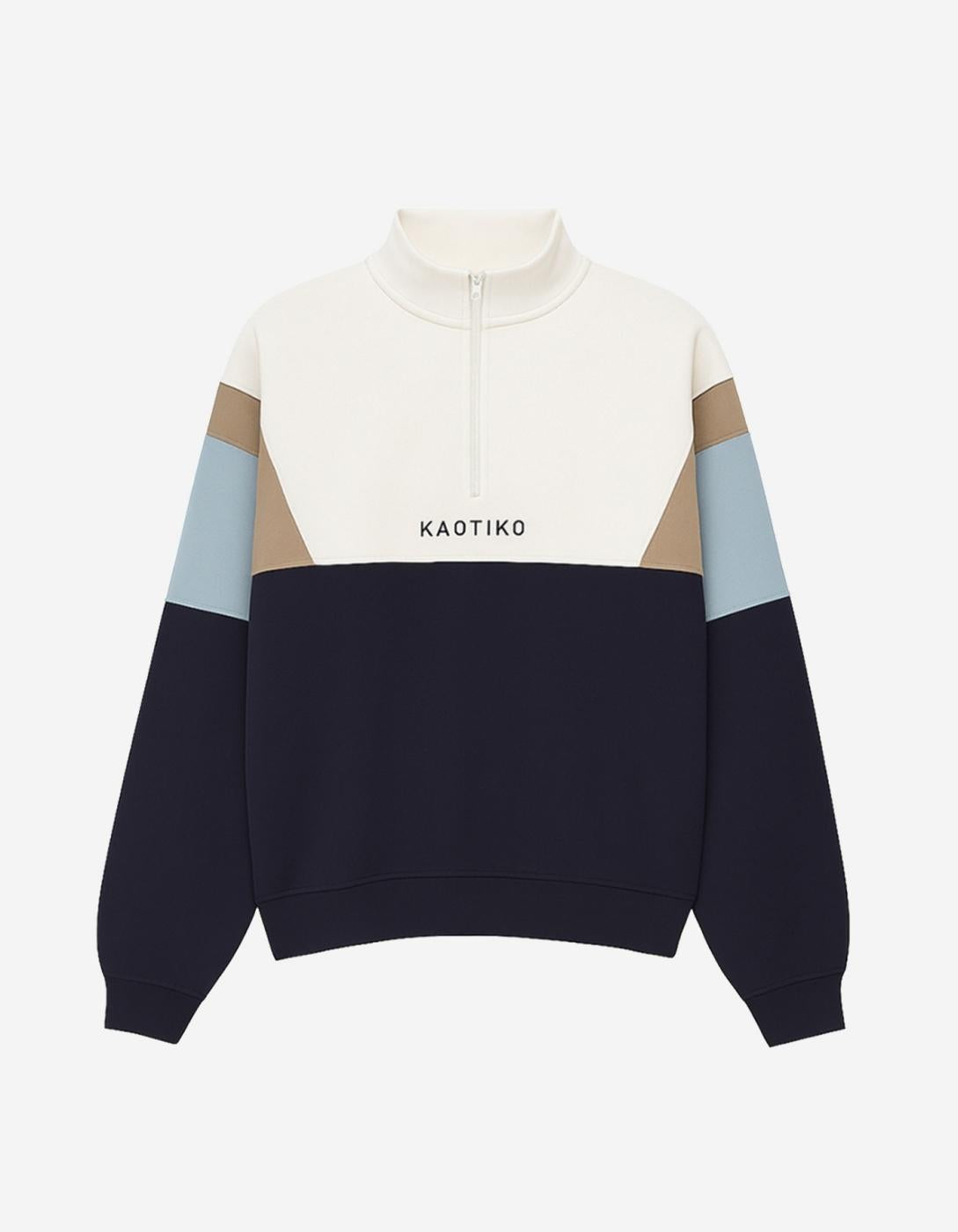 Sudadera KAOTIKO Crew ARTHUR - Ivory/Navy/Camel/Sky