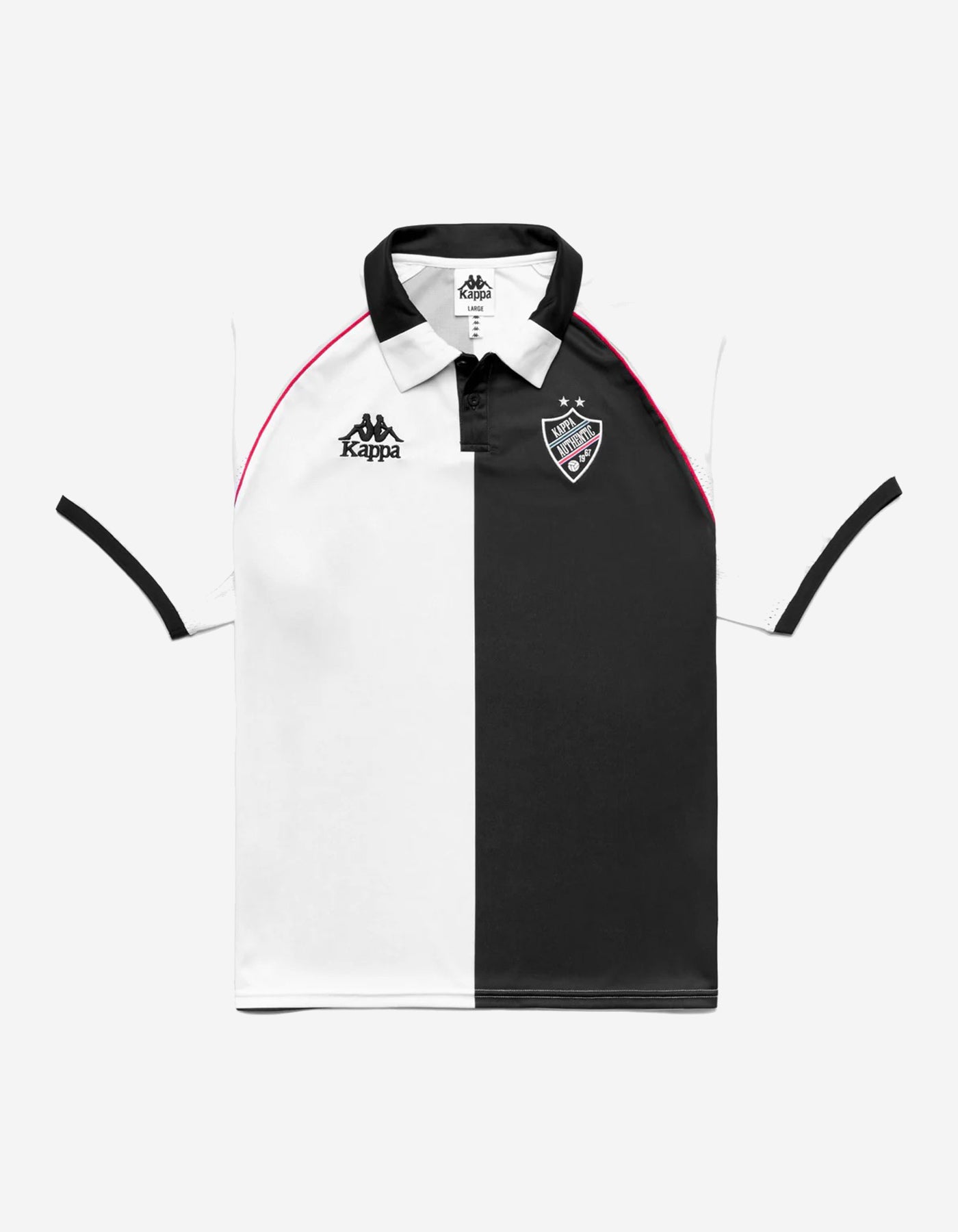 Polo KAPPA AUTHENTIC SOLIN - White/Black/Red Md Coral
