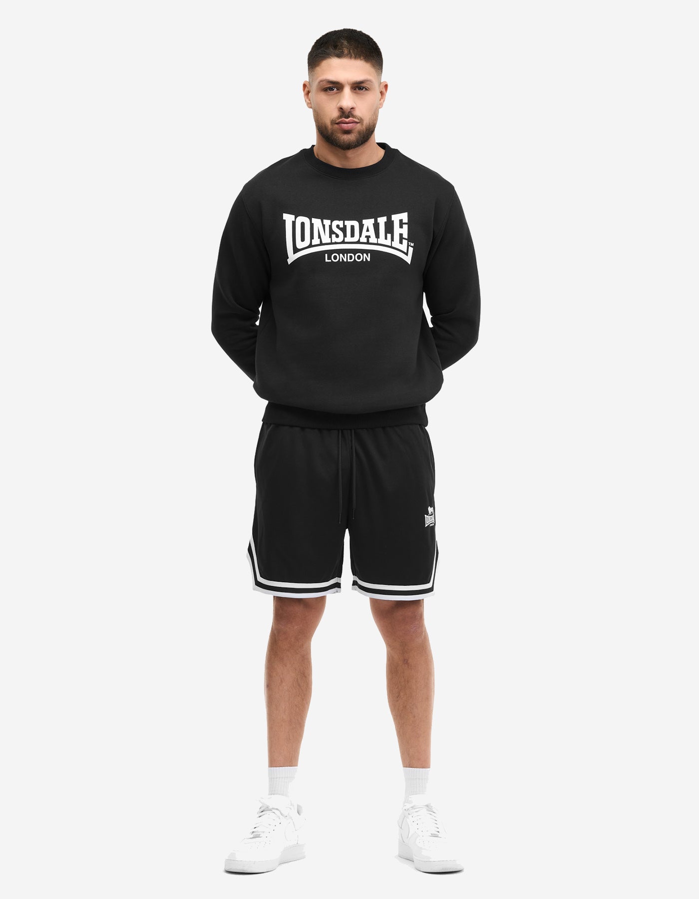 Sudadera Crew LONSDALE WELHAM - Black/White