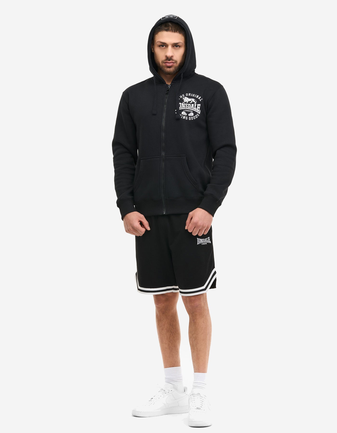 Sudadera Capucha Abierta LONSDALE SEGHILL - Black/White