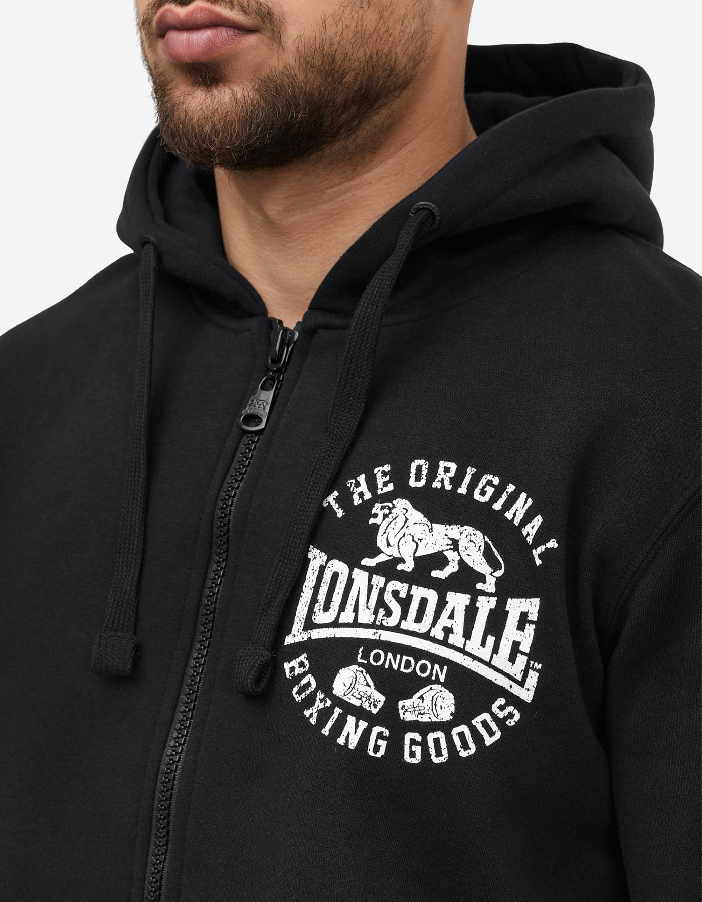 Sudadera Capucha Abierta LONSDALE SEGHILL - Black/White