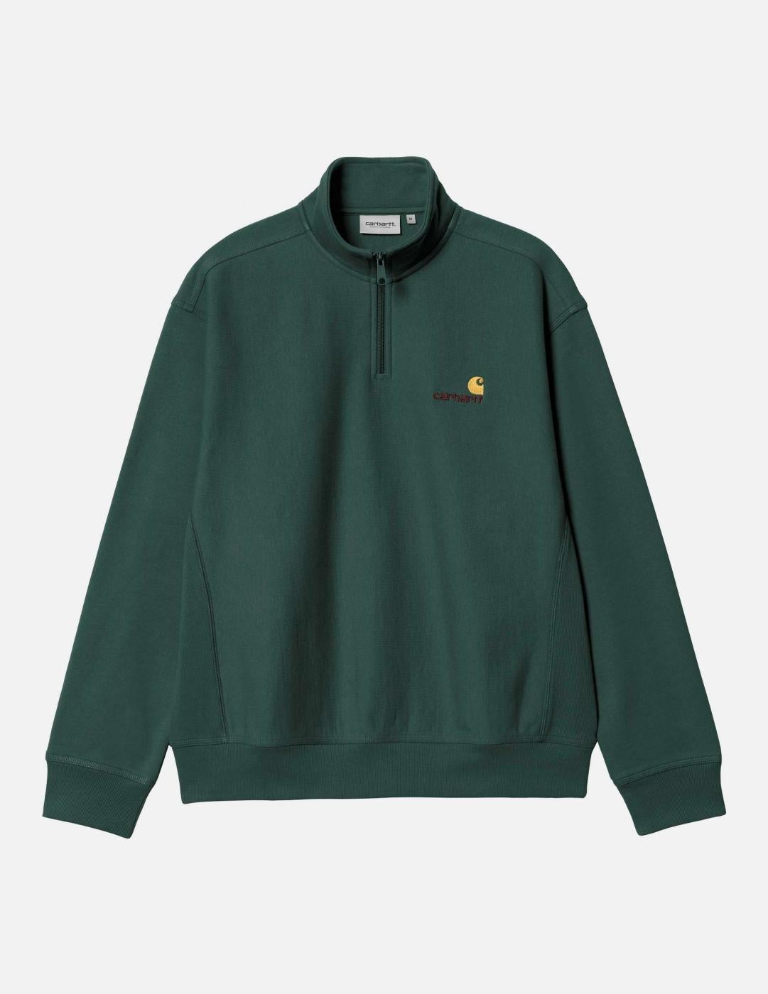 Sudadera CARHARTT WIP HALF ZIP AMERICAN SCRIPT - Kale Green