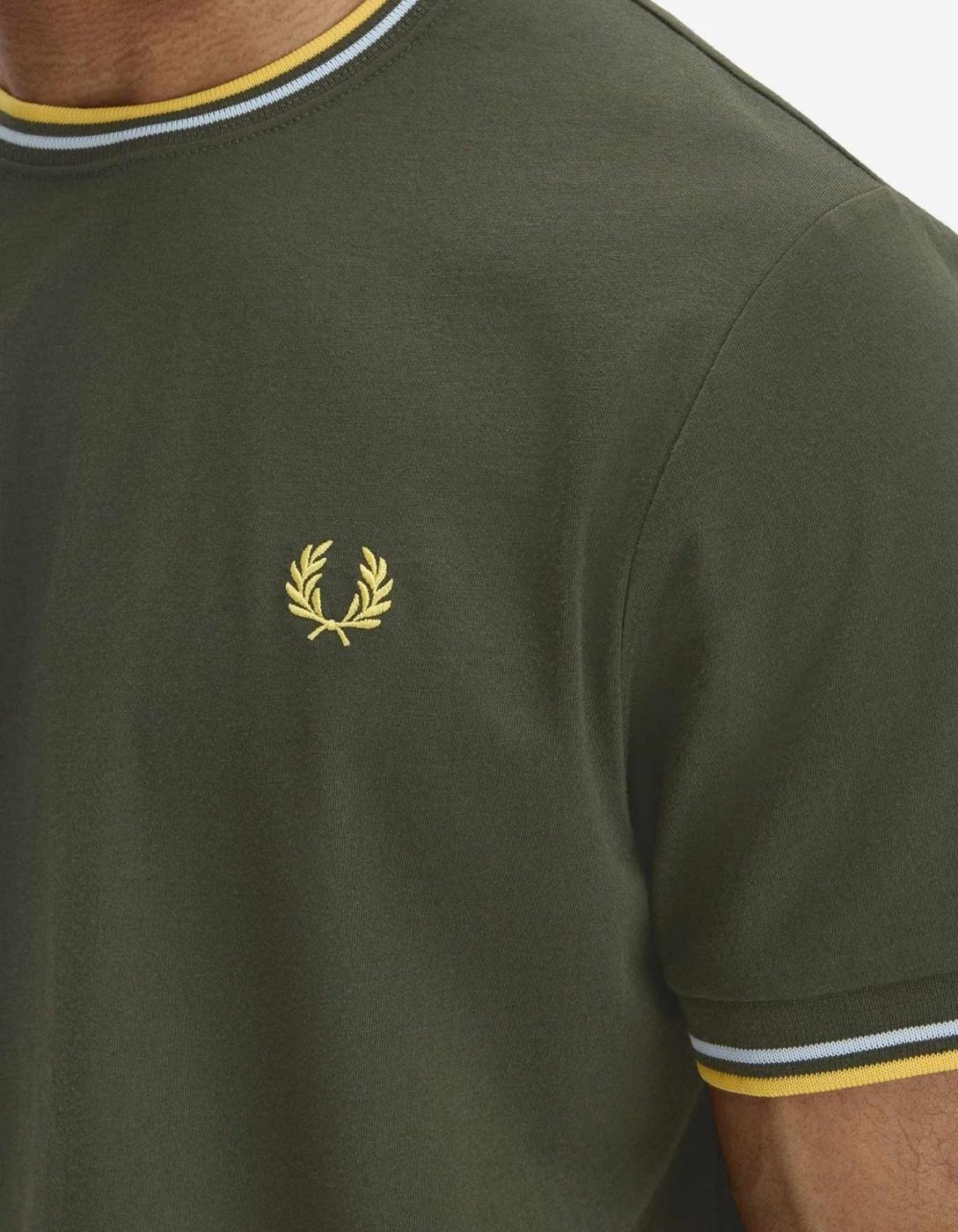 Camiseta FRED PERRYM1588 - Hunting Green/Light Ice/Lemon Bar