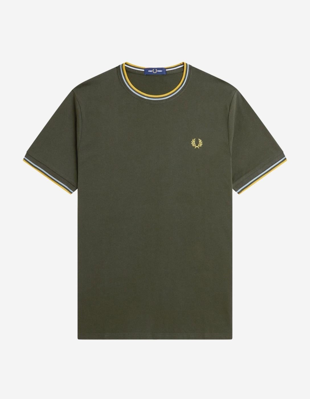 Camiseta FRED PERRYM1588 - Hunting Green/Light Ice/Lemon Bar