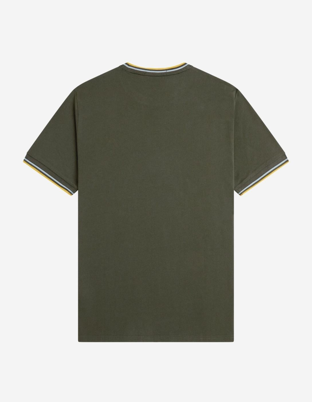 Camiseta FRED PERRYM1588 - Hunting Green/Light Ice/Lemon Bar