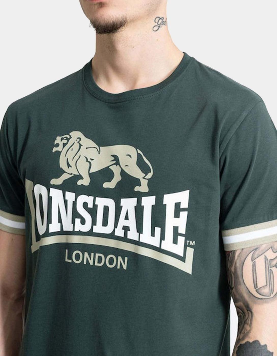 Camiseta LONSDALE KERGORD - Dark Green/White/Light Green