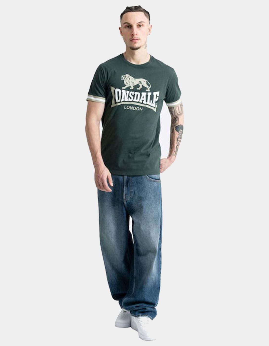 Camiseta LONSDALE KERGORD - Dark Green/White/Light Green