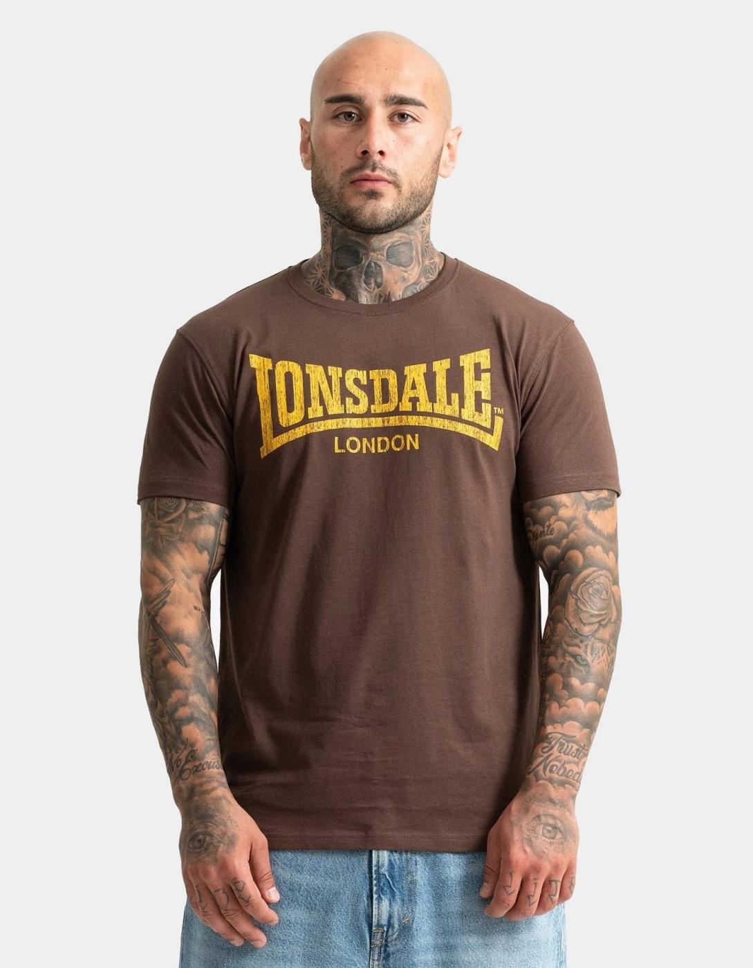 Camiseta LONSDALE LOGO KAI - Brown/Mustard