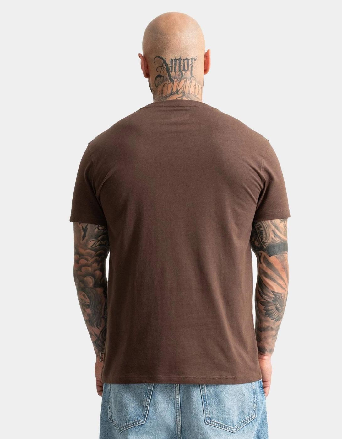 Camiseta LONSDALE LOGO KAI - Brown/Mustard