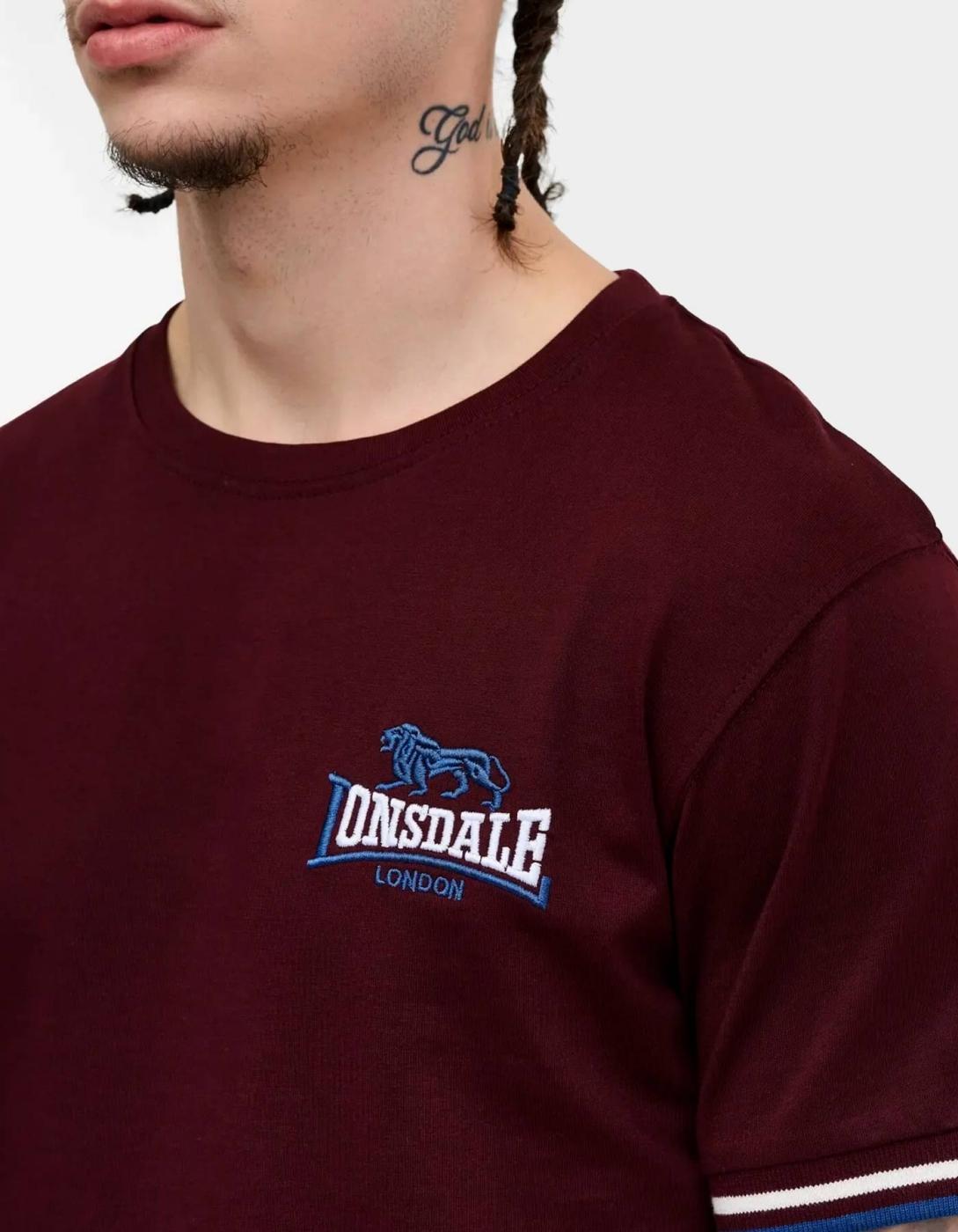 Camiseta LONSDALE SHILDON - Oxblood/Ecru/Navy
