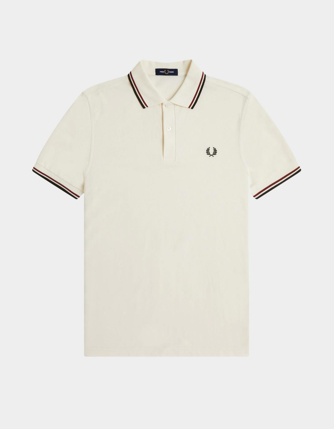 Polo FRED PERRY M3600 - Ecru/Brandy/Night Green