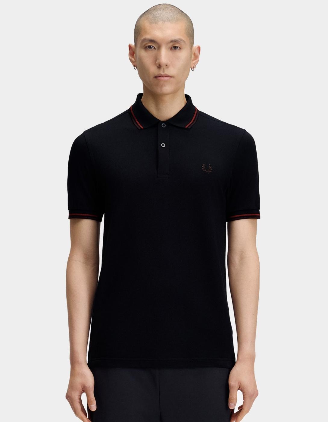 Polo FRED PERRY M3600 - Navy/Brandy/Rich Brown