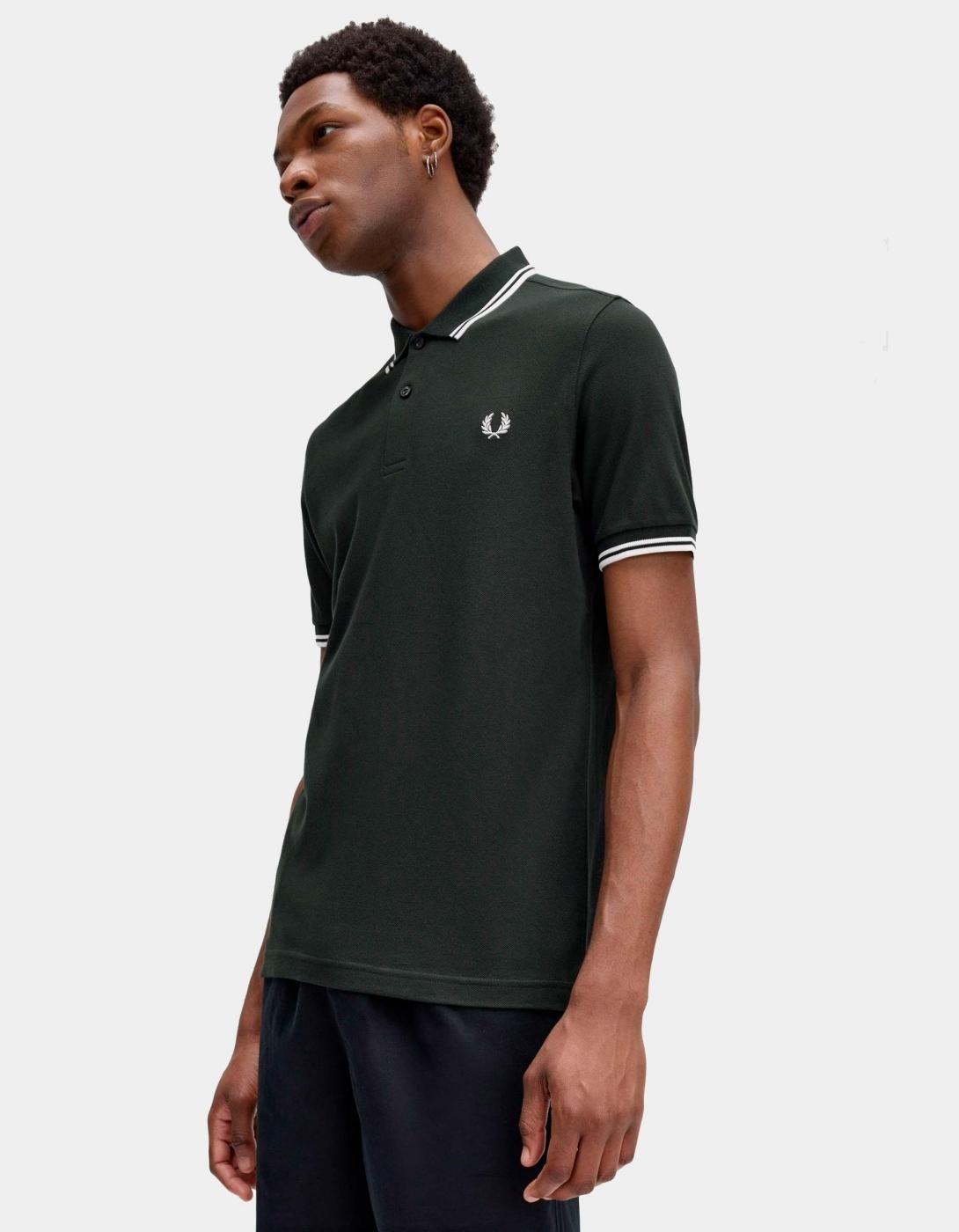 Polo FRED PERRY M3600 - Night Green/Snow White/Snow White
