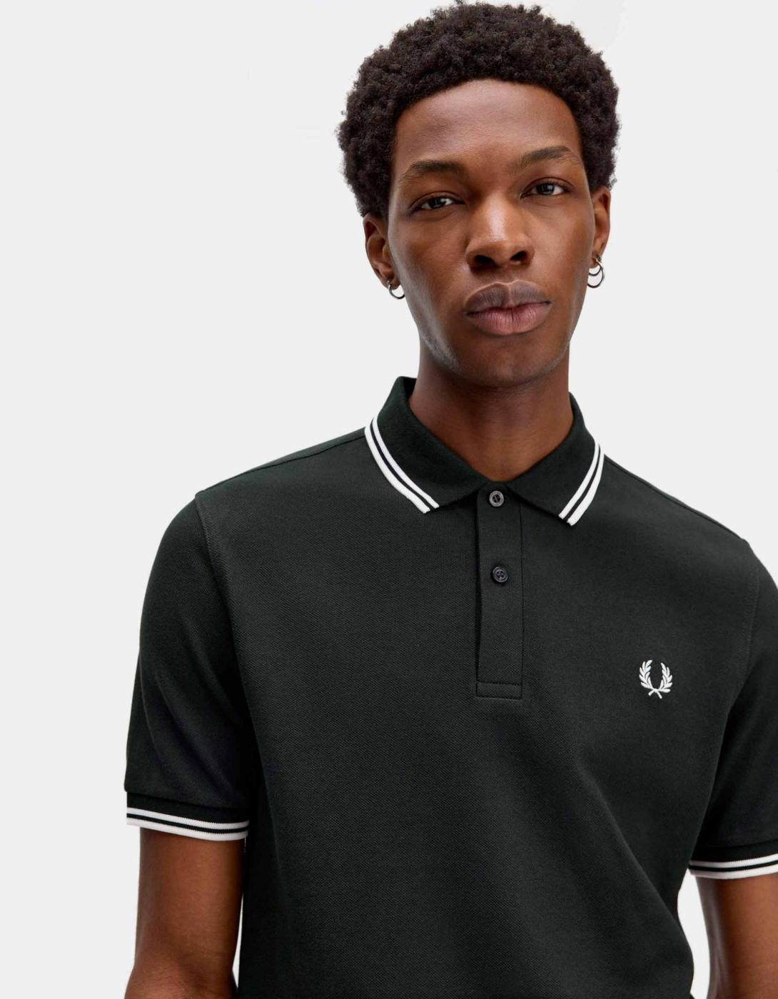 Polo FRED PERRY M3600 - Night Green/Snow White/Snow White