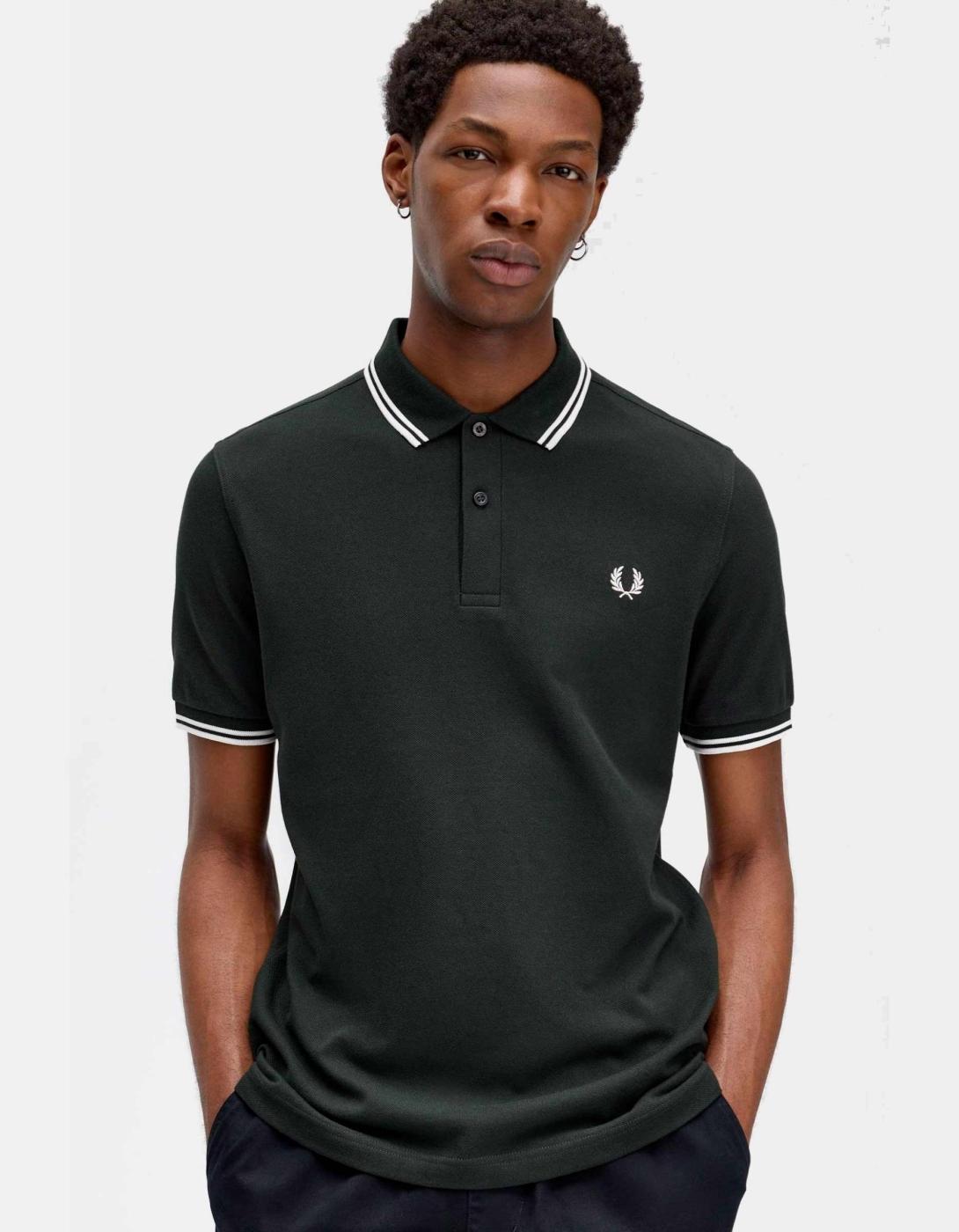 Polo FRED PERRY M3600 - Night Green/Snow White/Snow White