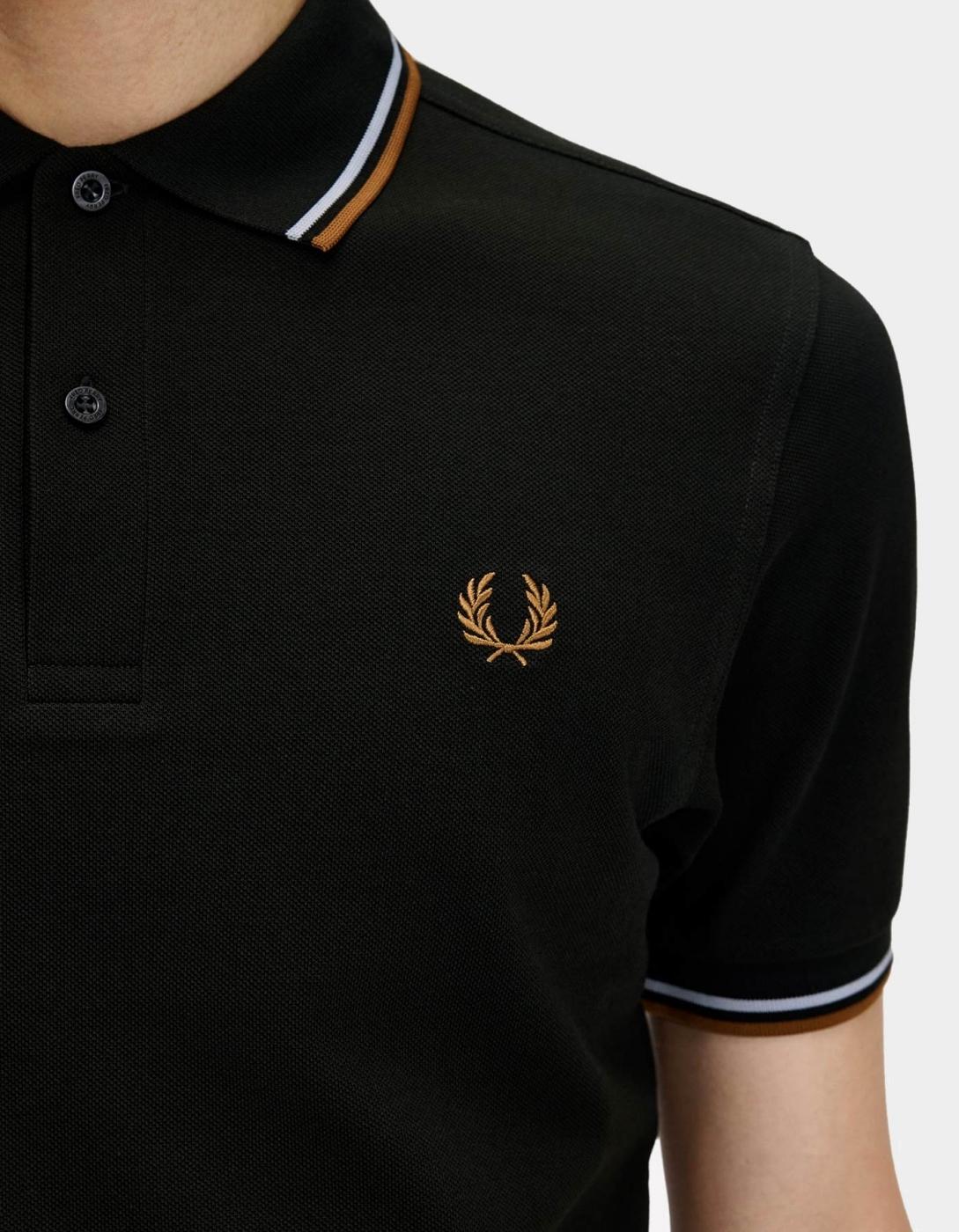 Polo FRED PERRY M3600 - Night Green/Dusky Blue/Dark Caramel