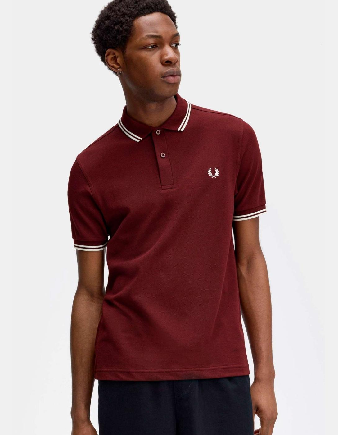 Polo FRED PERRY M3600 - Oxblood/Ecru/Ecru