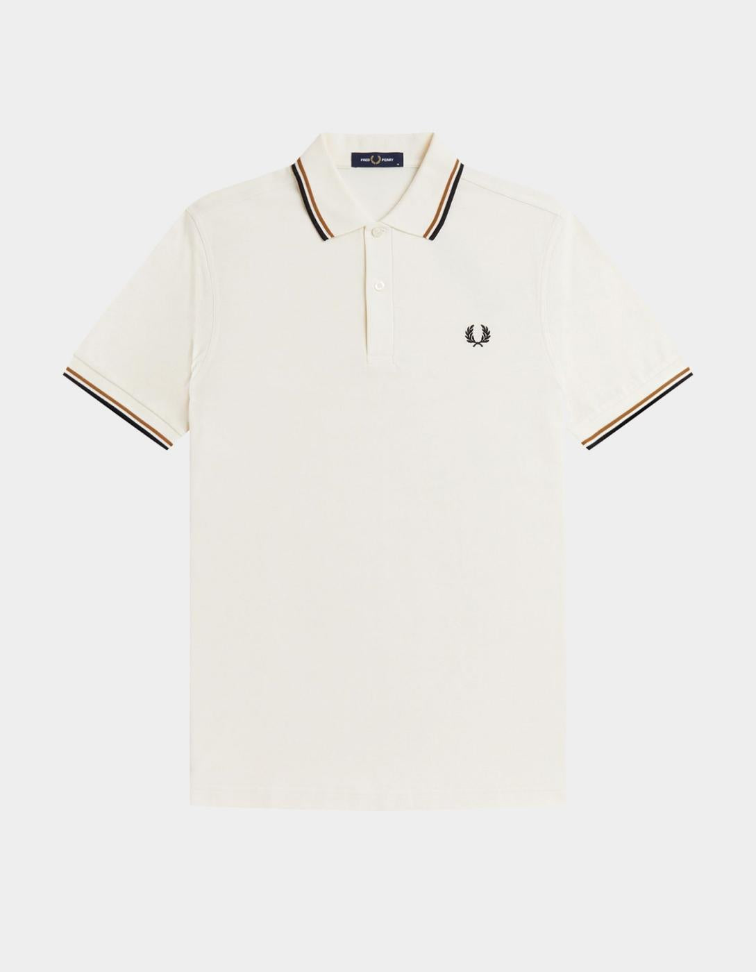 Polo FRED PERRY TWIN TIPPED - Ecru/Dark Caramel/Black
