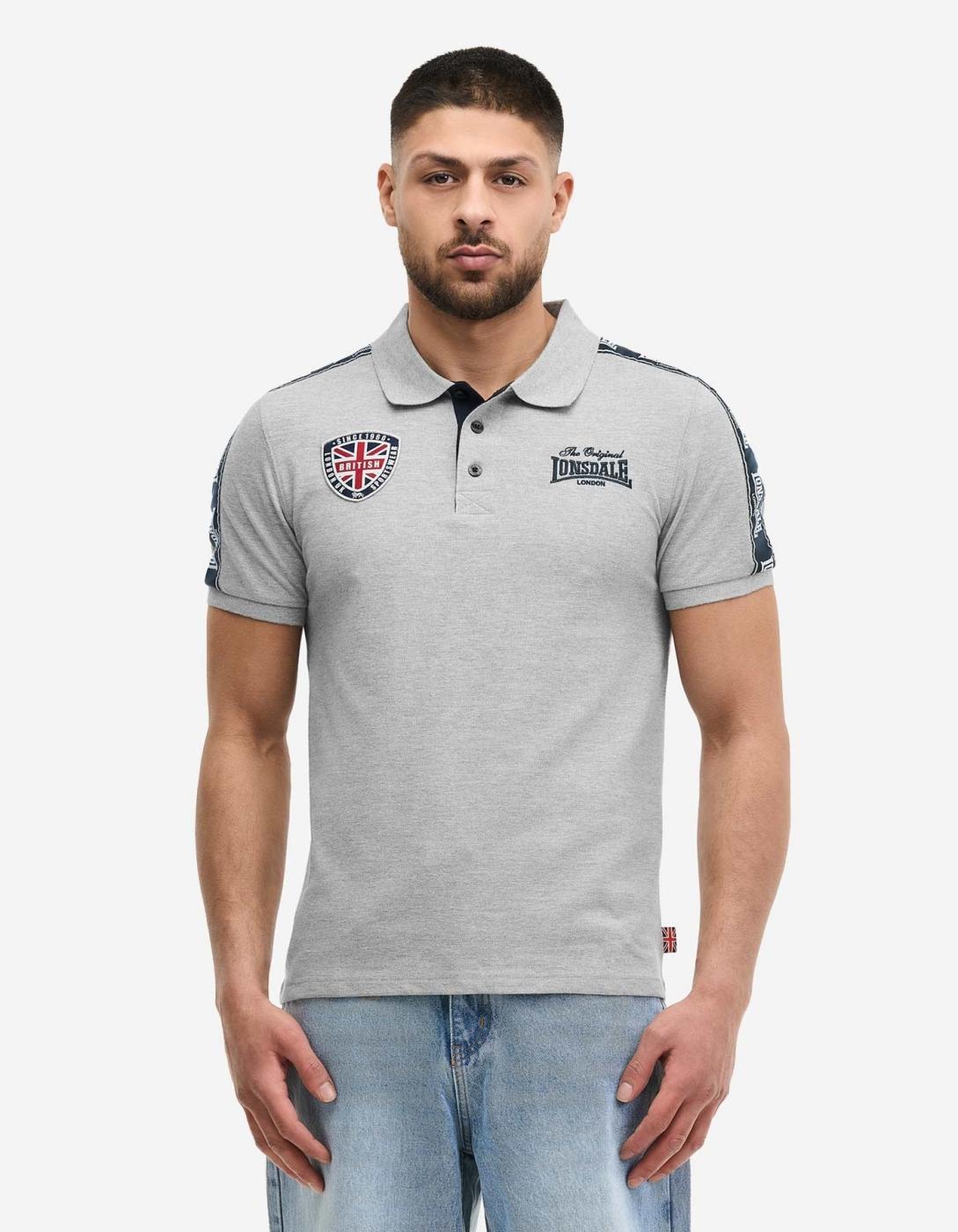 Polo PELTON - Marl Grey/Dark Navy/Ecru