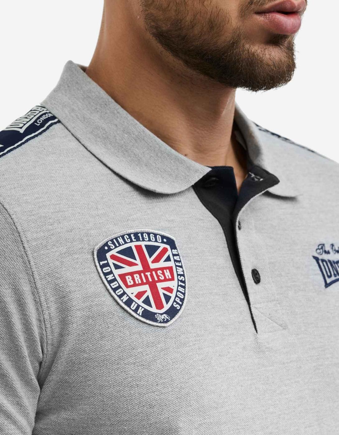 Polo PELTON - Marl Grey/Dark Navy/Ecru