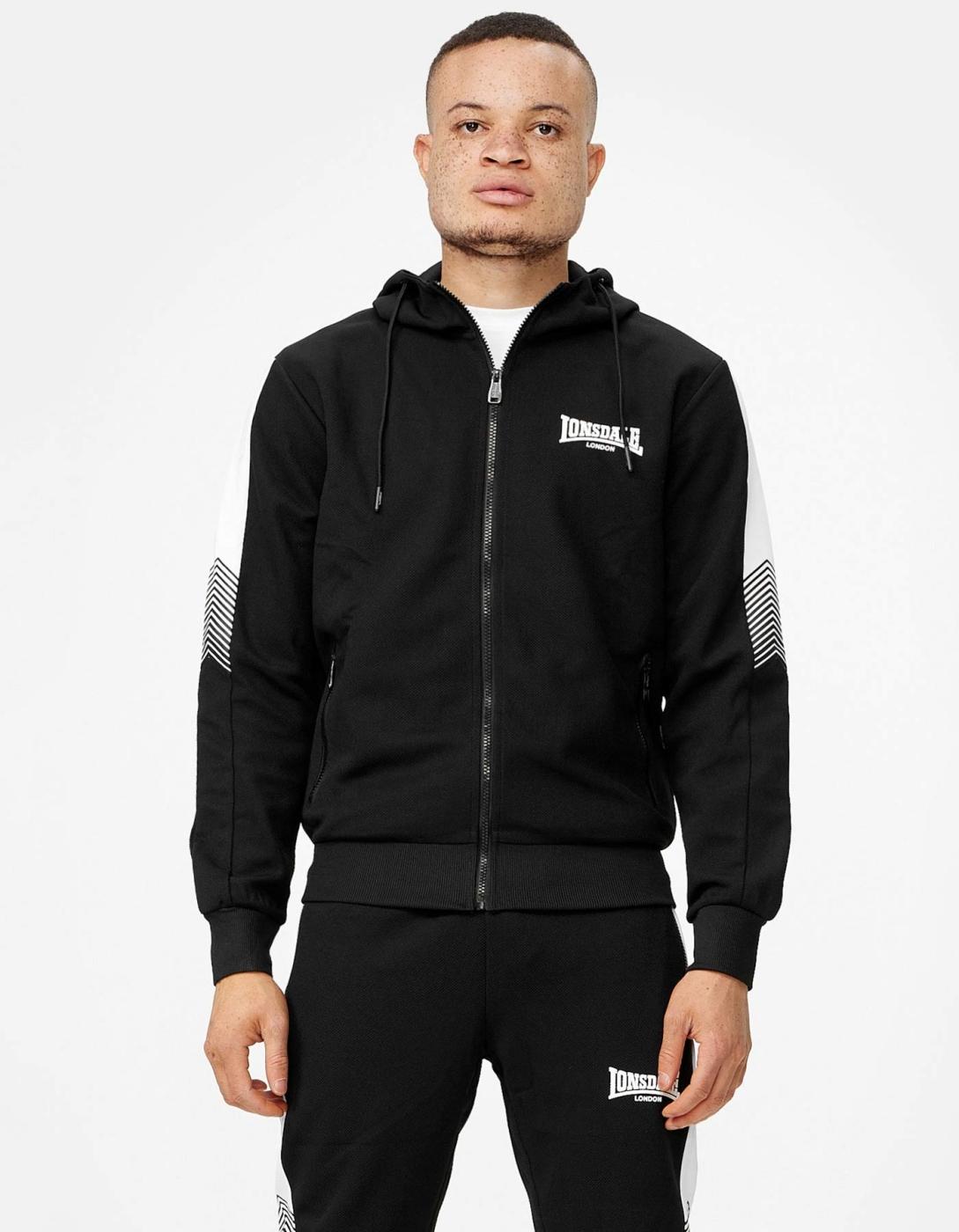 Sudadera Cap. Abierta LONSDALE MARTHALL - Black/White