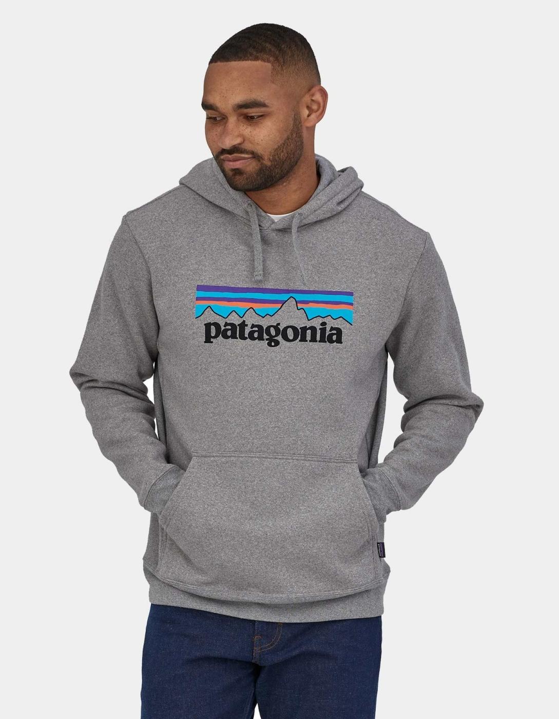 Sudadera Cap. PATAGONIA P-6 LOGO UPRISAL - Gravel Heather