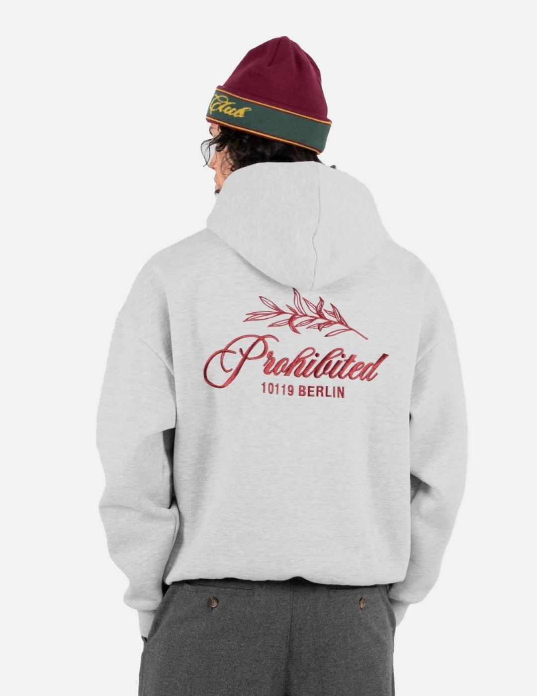 Sudadera Capucha PROHIBITED LEAF - Grey Melange