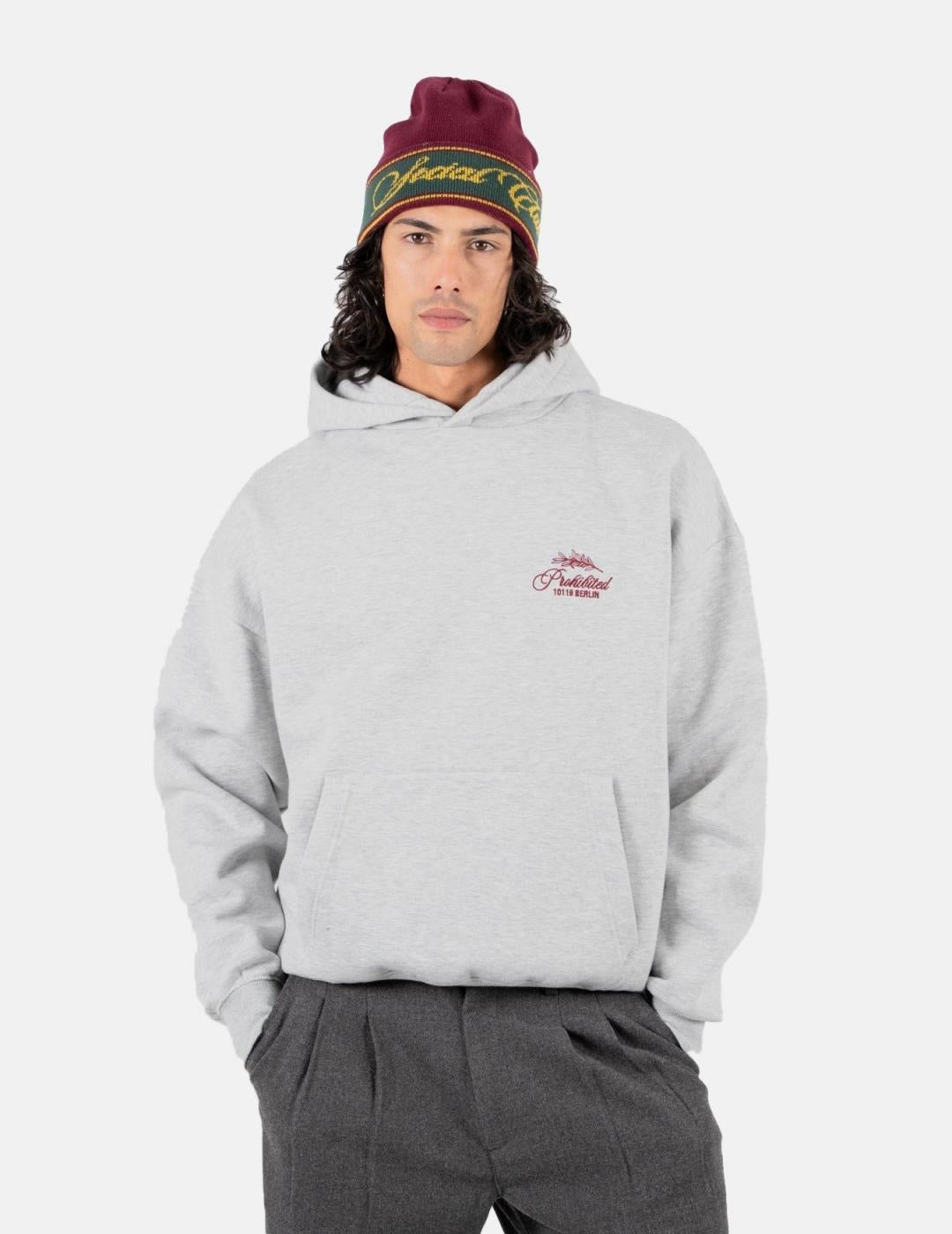 Sudadera Capucha PROHIBITED LEAF - Grey Melange