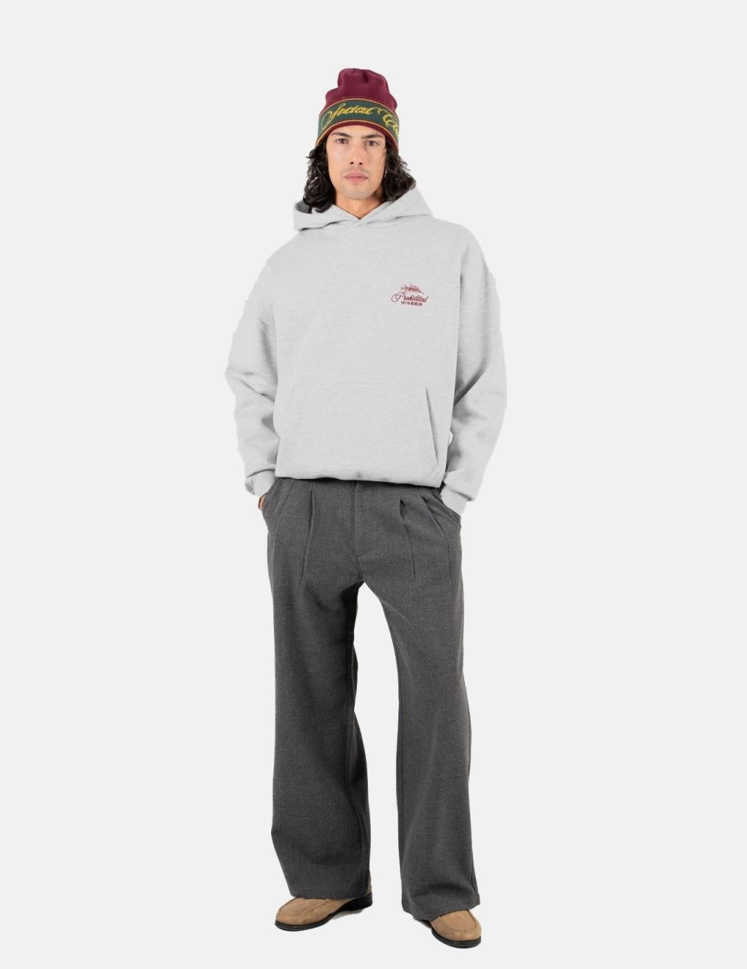Sudadera Capucha PROHIBITED LEAF - Grey Melange
