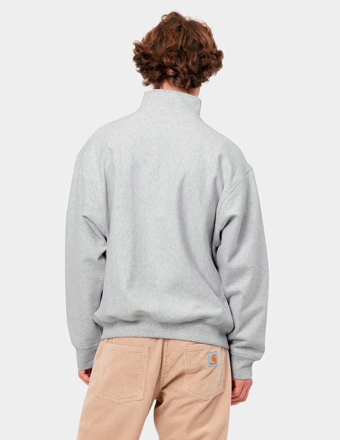 Sudadera Carhartt HALF ZIP AMERICAN SCRIPT - Ash Heather