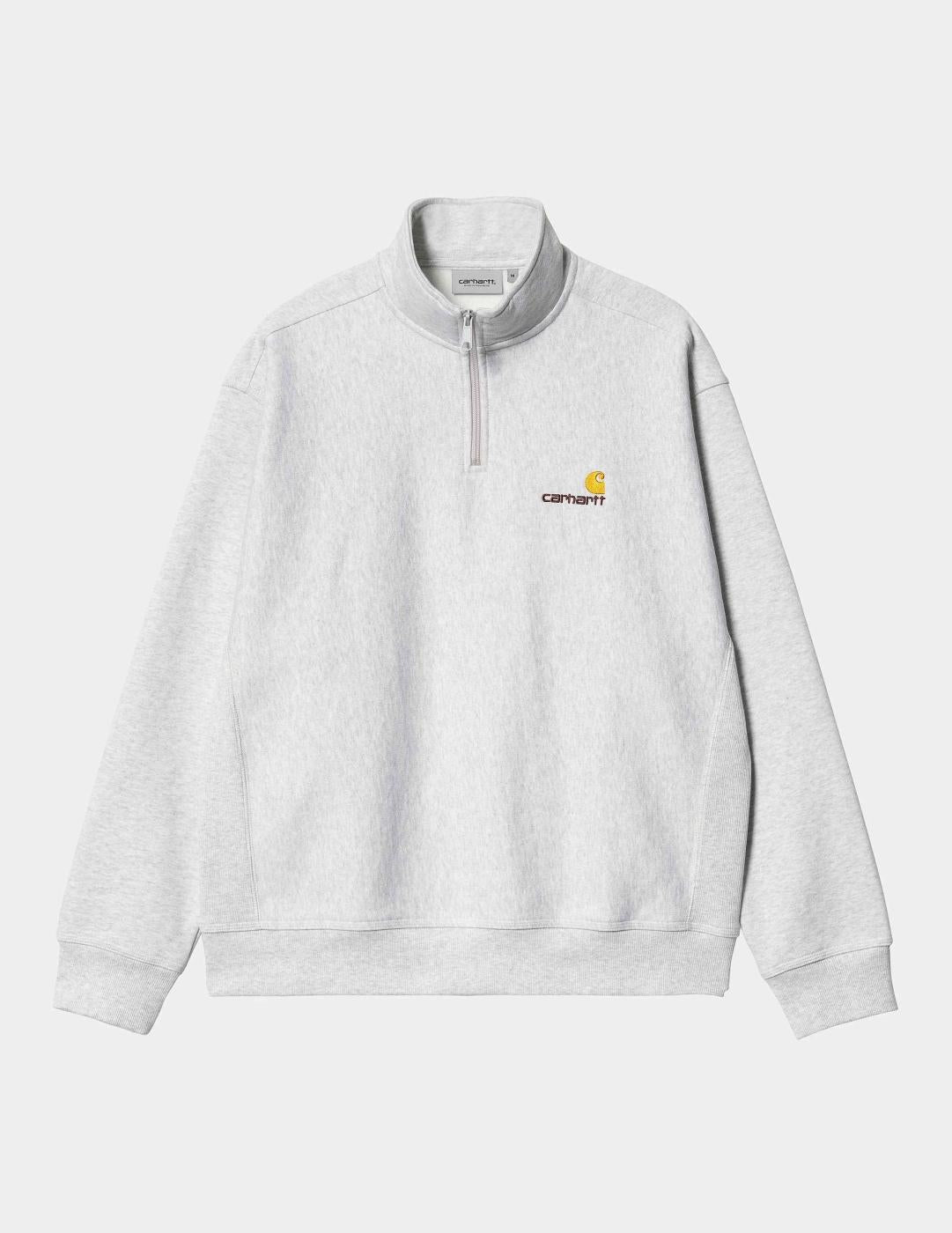 Sudadera Carhartt HALF ZIP AMERICAN SCRIPT - Ash Heather