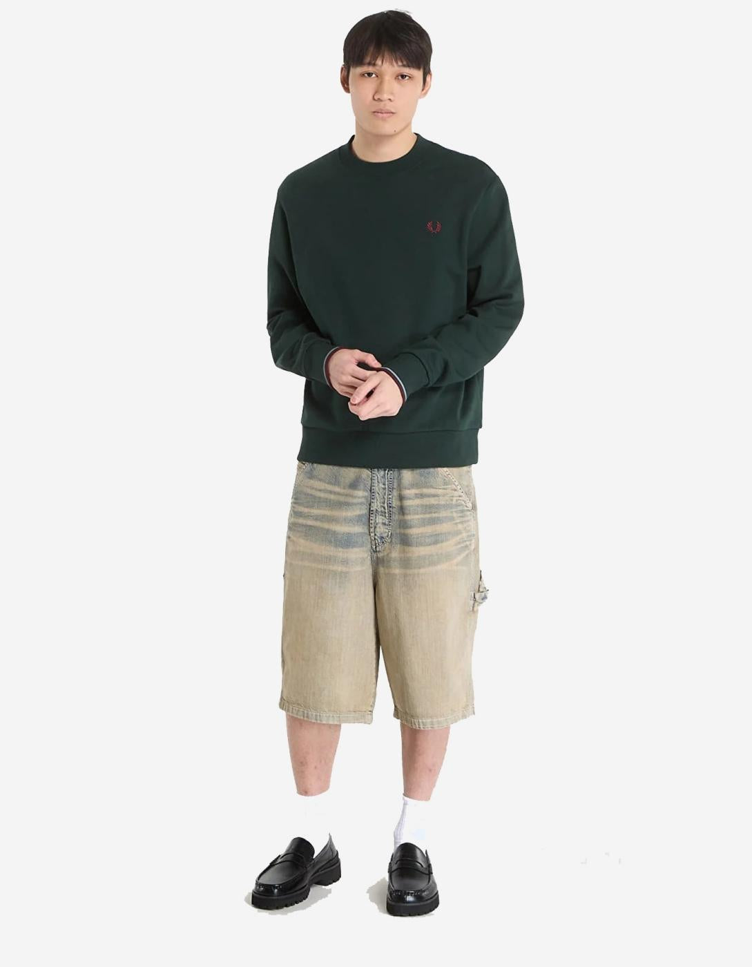 Sudadera Crew FRED PERRY M7535 - Olive/Bronze
