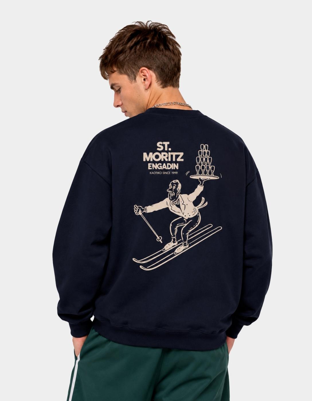 Sudadera Crew KAOTIKO OVERSIZE SNOW WAITER - Navy