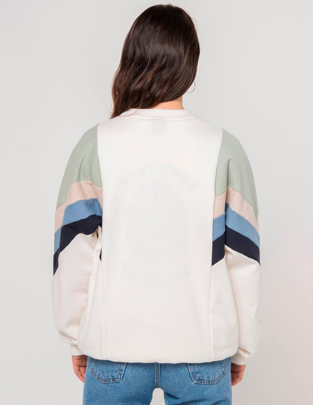 Sudadera Crew KAOTIKO SEATTLE - Marfil/Fresh Green/Azul