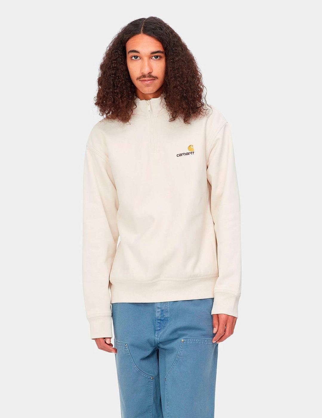 Sudadera HALF ZIP AMERICAN SCRIPT - Natural