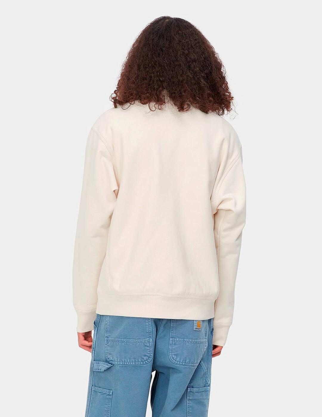 Sudadera HALF ZIP AMERICAN SCRIPT - Natural